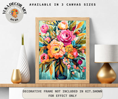Floral Modern PAINT by NUMBER Kit for Adults Still life Vase Flowers DIY Painting Easy Beginners Paint Kit Wall Art Christmas Gift Grandma
