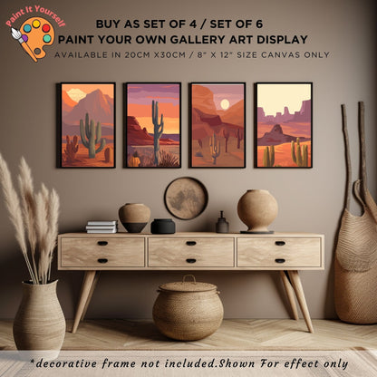 Boho Landscape PAINT by NUMBER Kit Adult,Bundle Set of 2/ 3/ 4 / 6 kits , Arizona Texas Rustic Desert Art Beginner Acrylic Painting DIY Kit