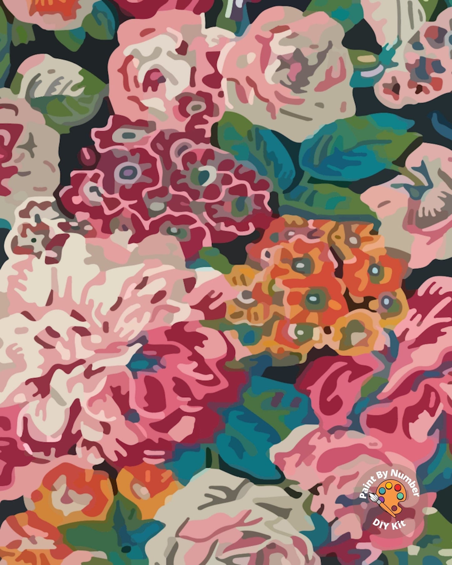 Garden Flowers PAINT by NUMBER Kit for Adults , Spring Flowers Abstract ,Easy DIY Beginners Paint Kit ,Living Bedroom Wall Art Decor