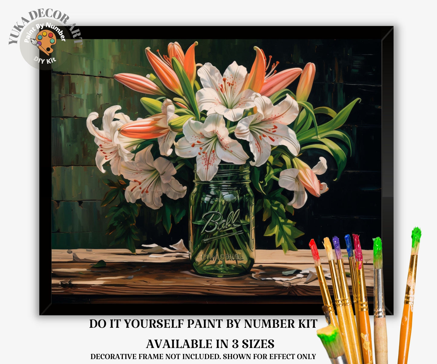 PAINT by NUMBER Kit for Adults Garden Lily Flowers Still Life Vase Easy Beginner Acrylic Paint DIY Wall Art Birthday Gift for Mom Girlfriend