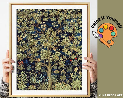William Morris PAINT by NUMBER Kit Adult , Tree Of Life Painting, Vintage Art,Easy DIY Beginners Acrylic Paint Kit  Gift