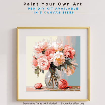 Pink Flowers In Vase PAINT by NUMBER Kit Adults Still Life Vintage Style DIY Painting Easy Beginners Wall Art Housewarming Gift Mom Sister