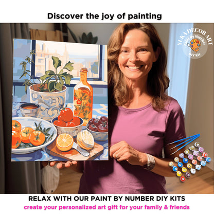 Minimalist Art PAINT by NUMBER Kit Adult  Kitchen Decor Plants Easy Beginner Acrylic Painting DIY Art Kit Gift For Mom Dad