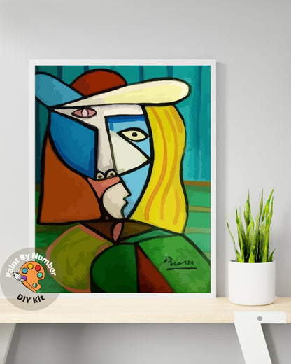 Picasso PAINT by NUMBER Kit for Adults ,Portrait Reproduction Canvas ,Easy Beginners Acrylic Paint DIY Kit ,Living Bedroom Wall Art Decor