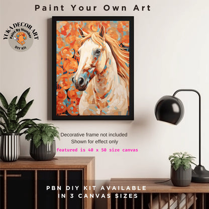 Floral Boho Horse PAINT by NUMBER Kit Adult Colorful Horse Easy Beginner Acrylic Painting DIY Kit | Grandpa Dad Art Gift
