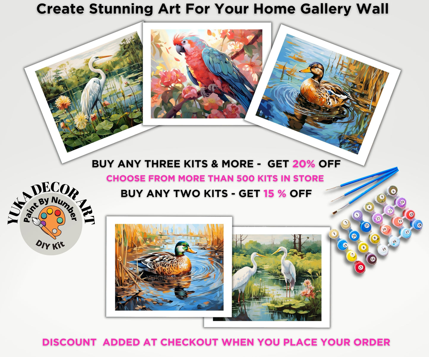Dabbling Duck PAINT by NUMBERS Kit Adult Painting DIY by Numbers Easy Beginners Birthday Gift For Her Wife Grandma Vintage Style Wall Art