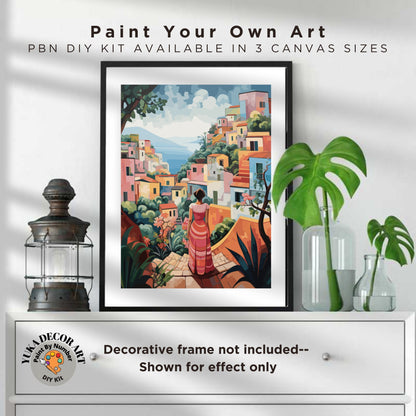 PAINT by NUMBER Kit Adult Mediterranean Landscape Woman Art Minimalist Style DIY Painting Easy Beginners Acrylic Paint Kit Premium Art Gift