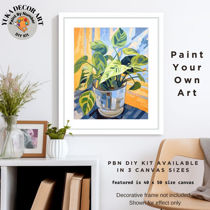 Indoor Plant PAINT by NUMBERS Kit for Adults Minimalistic Chic DIY Painting Easy Beginners Hobby Painting Kit Wall Art Gift Mum Plant Lover