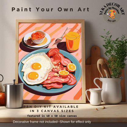 a painting of a plate of food on a table