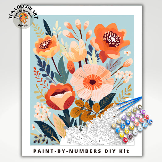 PAINT by NUMBER Kit Adult Garden Flowers Vintage Spring Colourful Wall Art Easy Beginner Acrylic Paint DIY Kit Mom Dad Gift