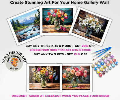 Tulips PAINT by NUMBERS Kit for Adults Vase Of Flowers Still Life DIY Painting Easy Beginners Hobby Kit Wall Art Mom Gift