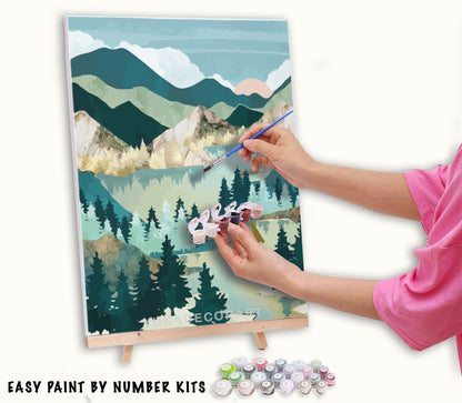 Paint by Numbers DIY Kit Adults | Modern Art,Mountain Valley ,Abstract Landscape | Easy Beginner's Acrylic Painting |Wall Art Gift