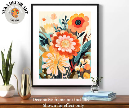 Flowers PAINT by NUMBER Kit for Adults Spring Flowers Painting Easy Beginners Acrylic Paint DIY Kit Wall Art Teen Bday Gift