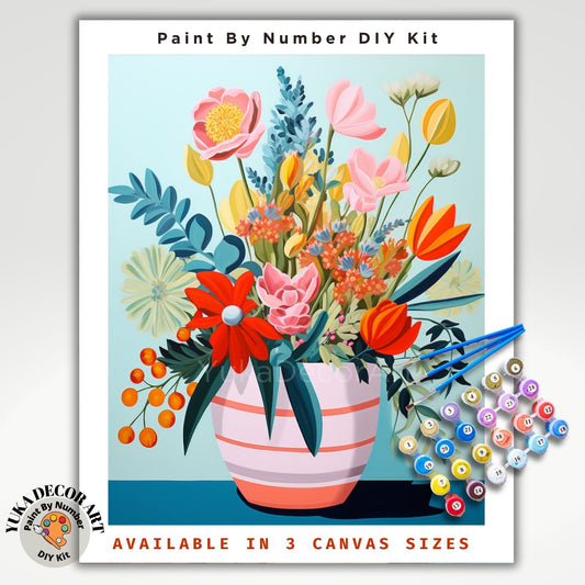 PAINT by NUMBERS Kit for Adults Minimalist Flowers Vibrant Art Easy Beginners Colorful Paint DIY Kit Wall Art Gift For Wife Mom Girlfriend