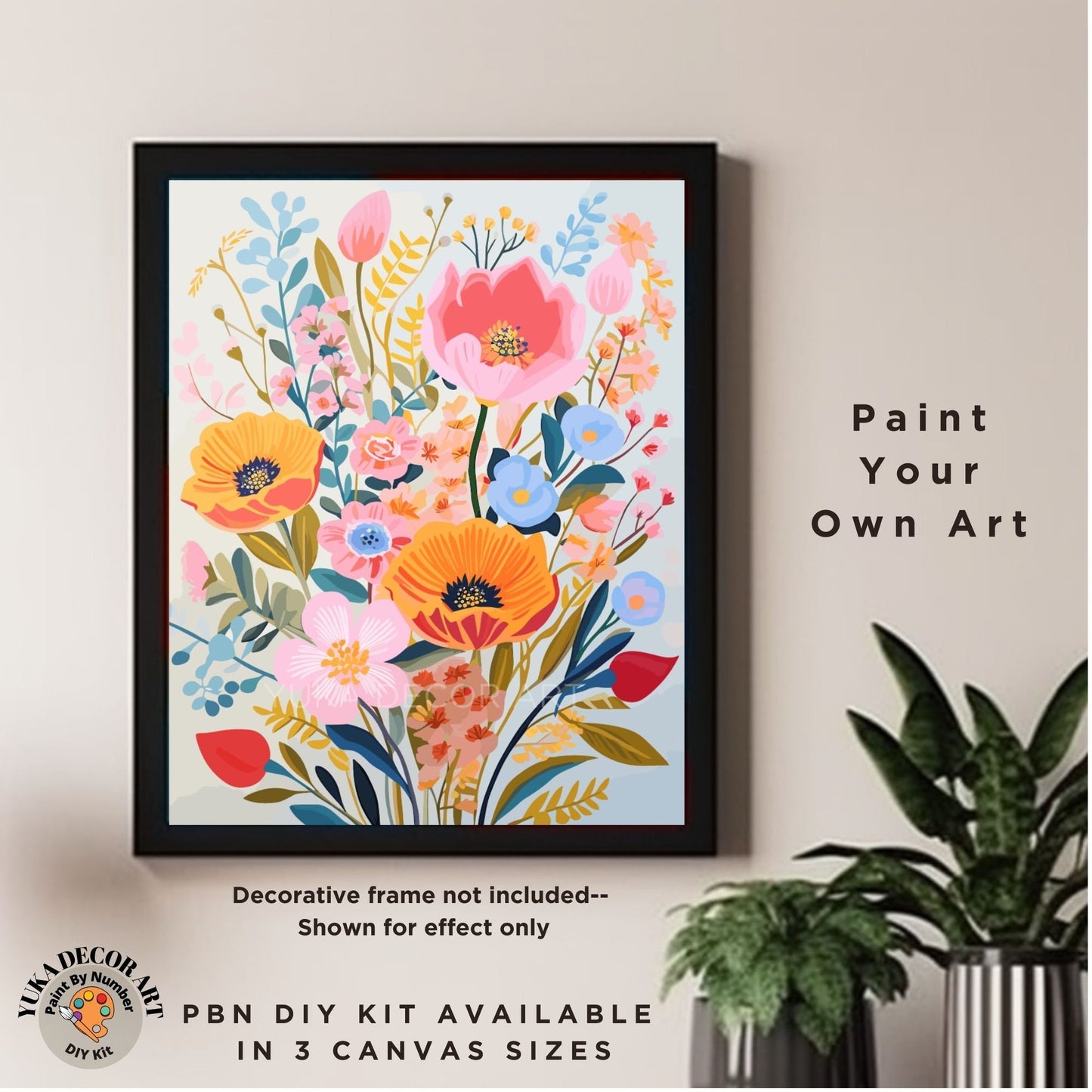 Wildflowers PAINT by NUMBER Kit Adults Spring Flower Garden DIY Painting Easy Beginners Hobby Kit Wall Art Housewarming Gift Girlfriend Mom