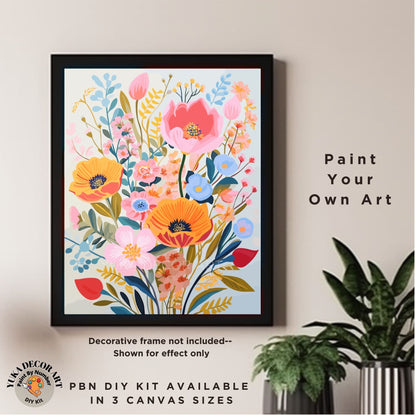 Wildflowers PAINT by NUMBER Kit Adults Spring Flower Garden DIY Painting Easy Beginners Hobby Kit Wall Art Housewarming Gift Girlfriend Mom