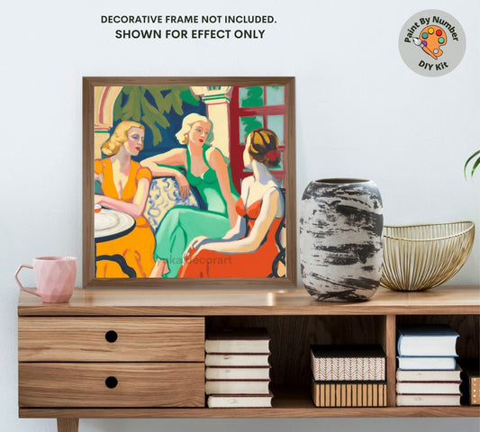 Matisse Inspired PAINT by NUMBER Kit Adult, Women Portrait , Friends Chatting, Mid Century Art ,Easy  Acrylic Painting , Decor Gift