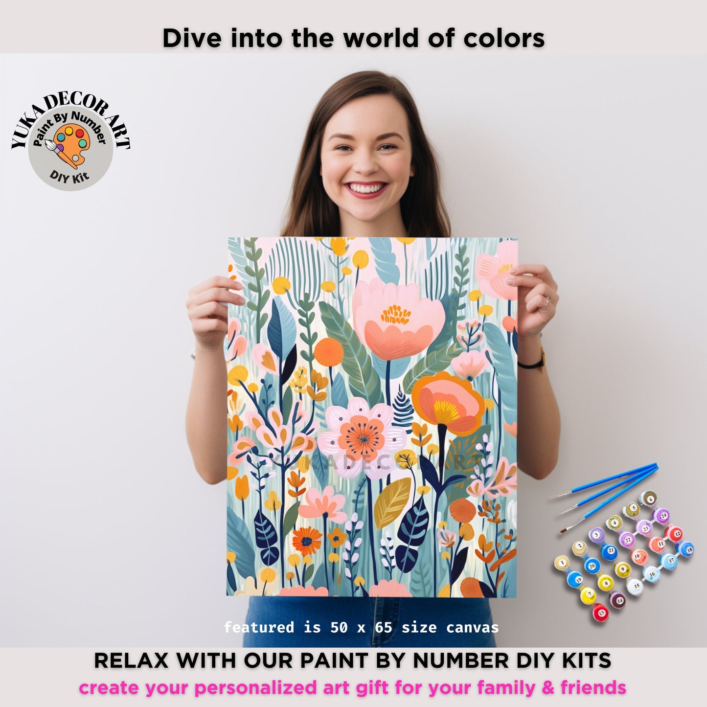 Flowers PAINT by NUMBERs Kit Adults Spring Flowers Floral DIY Painting Easy Beginners Diy Kit Wall Art Housewarming Bday Gift Girlfriend Mom