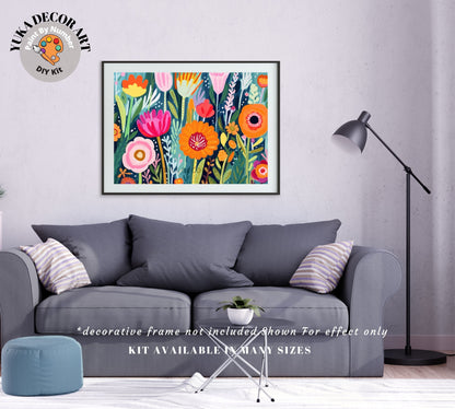 Flowers PAINT by NUMBERS Kit for Adults  Modern Boho Whimsical Art Easy Beginner Acrylic Paint DIY Kit Wall Art Gift for Grandma Girlfriend