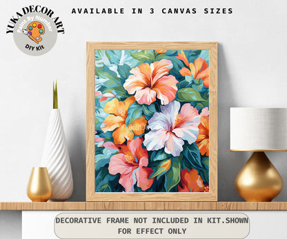 PAINT by NUMBER Kit for Adults Tropical Flowers Art Easy Beginner Acrylic DIY Paint Kit Wall Art Gift Mom Sister Girlfriend