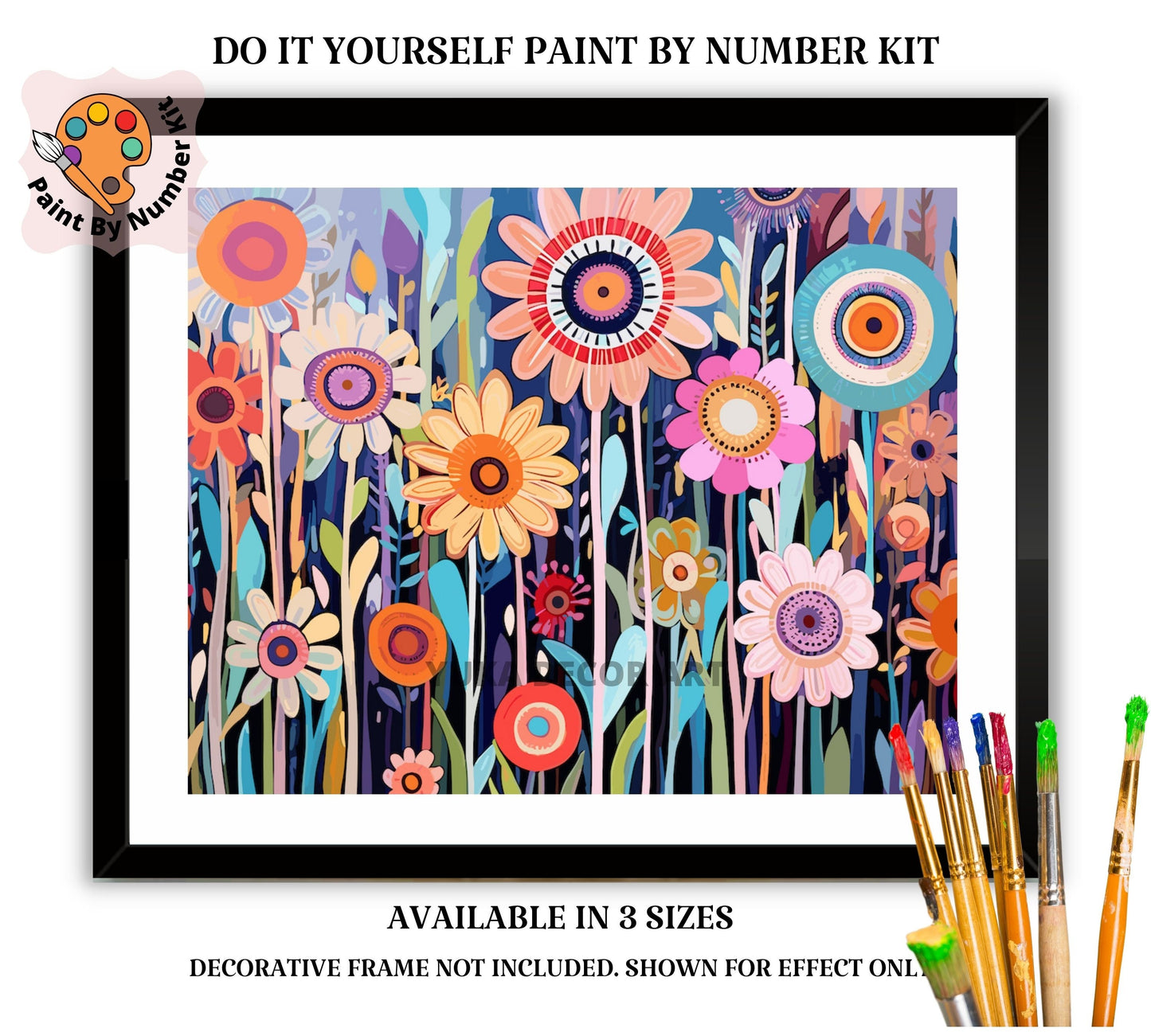 Flowers PAINT by NUMBERS Kit for Adults Modern Boho Whimsical Abstract Easy Beginner Acrylic Paint DIY Kit Wall Art Gift for Mom Custom Kit