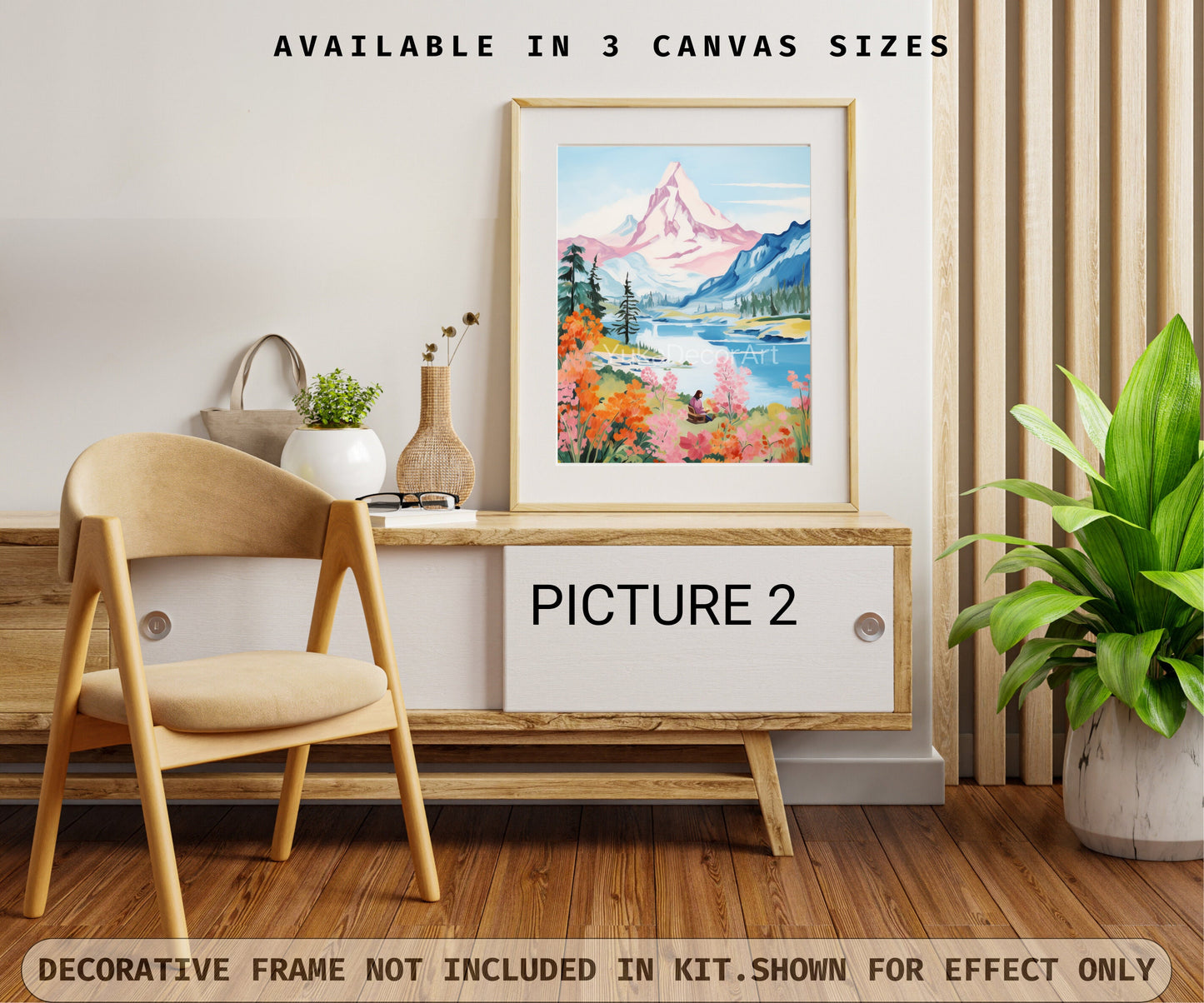 PAINT by NUMBERS Kit Adult | Mountain Flowers Pastel Colors Landscape Minimalist DIY Painting Beginners Acrylic Paint Kit Gift For Grandma