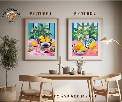 PAINT by NUMBER Kit Adult, Tablescape Kitchen Art , Oranges and Vase Still life Beginner Acrylic Painting DIY Kit Gift for Mom Grandmom Aunt