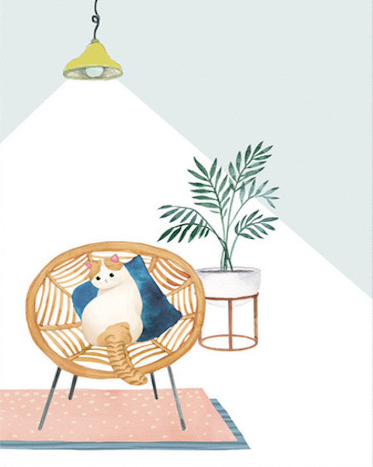 PAINT by NUMBER Kit Adult ,Minimalist Wall Art, Cat With Lamp and Plants , Easy DIY Beginners Acrylic Painting Kit , Wall Art Gift