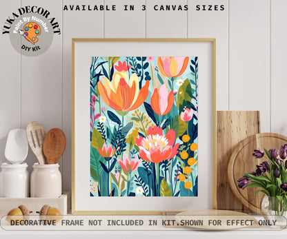 WildFlowers PAINT by NUMBER Kit for Adults  Spring Flowers Painting Easy Beginners Acrylic Paint DIY Kit Wall Art Gift Mom