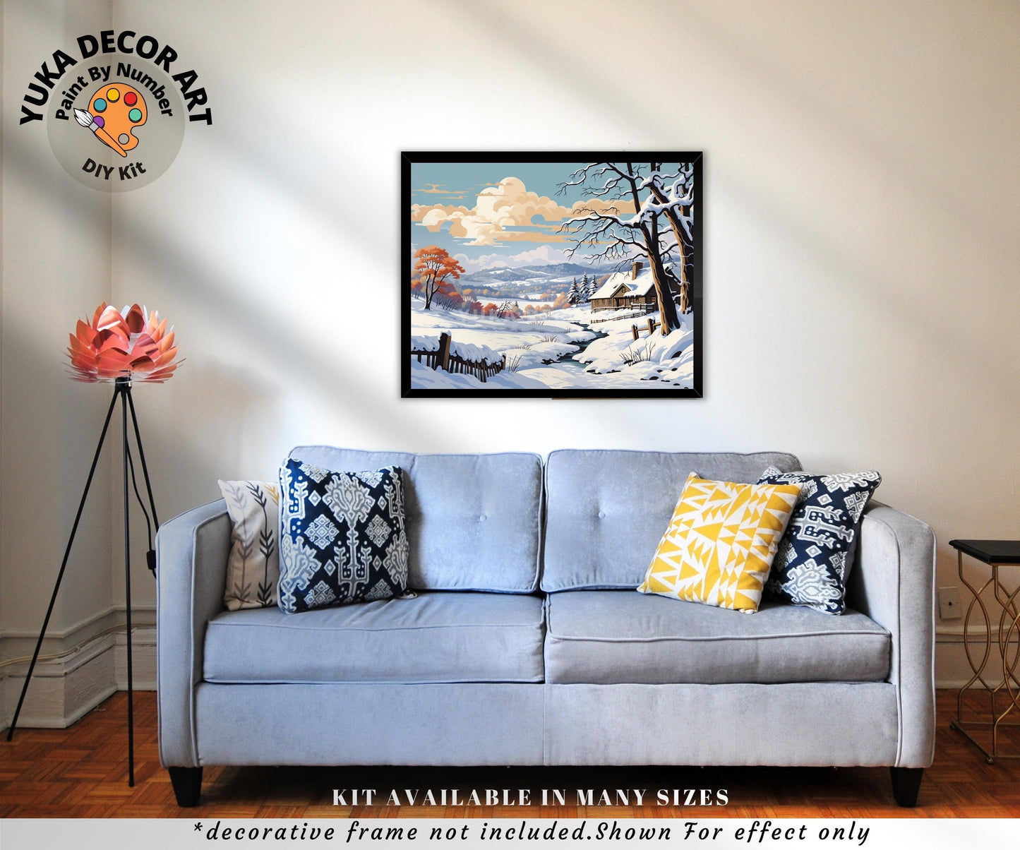 Vintage Style PAINT by NUMBERS Kit Adult Snow Winter Landscape Valley  Art Easy Beginner Oil Painting DIY Kit Mom Dad Birthday Holiday Gift