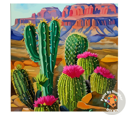 Cactus Flowers Paint by Number Kit Adult Desert landscape Painting  DIY Color by Numbers Set Easy DIY Beginners Painting Kit Home Decor Gift