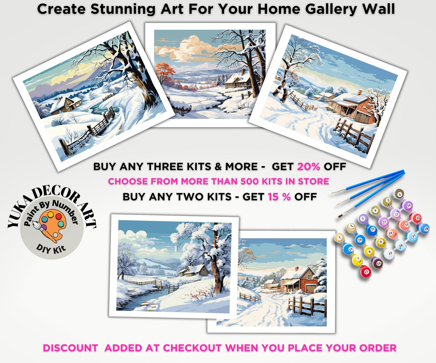 Vintage Style PAINT by NUMBER DIY Kit Adult Winter Landscape Christmas Holiday Wall Art Easy Beginner Acrylic Painting Mom Dad Birthday Gift