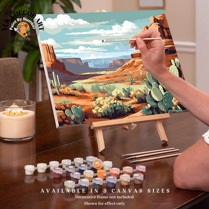 Rustic Southwestern PAINT by NUMBER Kit Adult Landscape Desert Painting Easy Beginners DIY Paint Kit Cactus Vintage Art Gift Girlfriend Wife