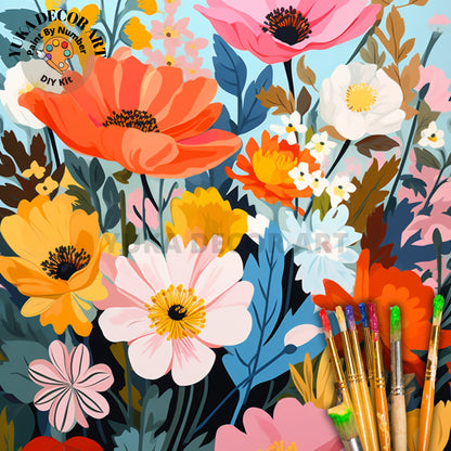 Floral PAINT by NUMBERS Diy Kit Adults Spring Flower Garden DIY Painting Easy Beginners Canvas Kit Wall Art Mother's Day Gift Girlfriend