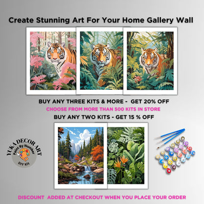 Wild Animal Tiger PAINT by NUMBERS DIY Kit Adult Tropical Jungle Wall Art Easy Beginner Oil Painting Study Room Decor Custom Gift Granddad