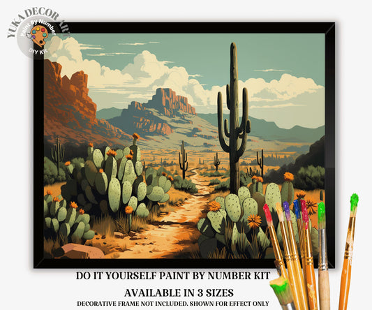 Desert PAINT by NUMBER DIY Kit Grand Canyon Landscape Vintage Style Art Easy Beginner Oil Painting  Midwest Ranch Decor Gift For Dad Grandpa