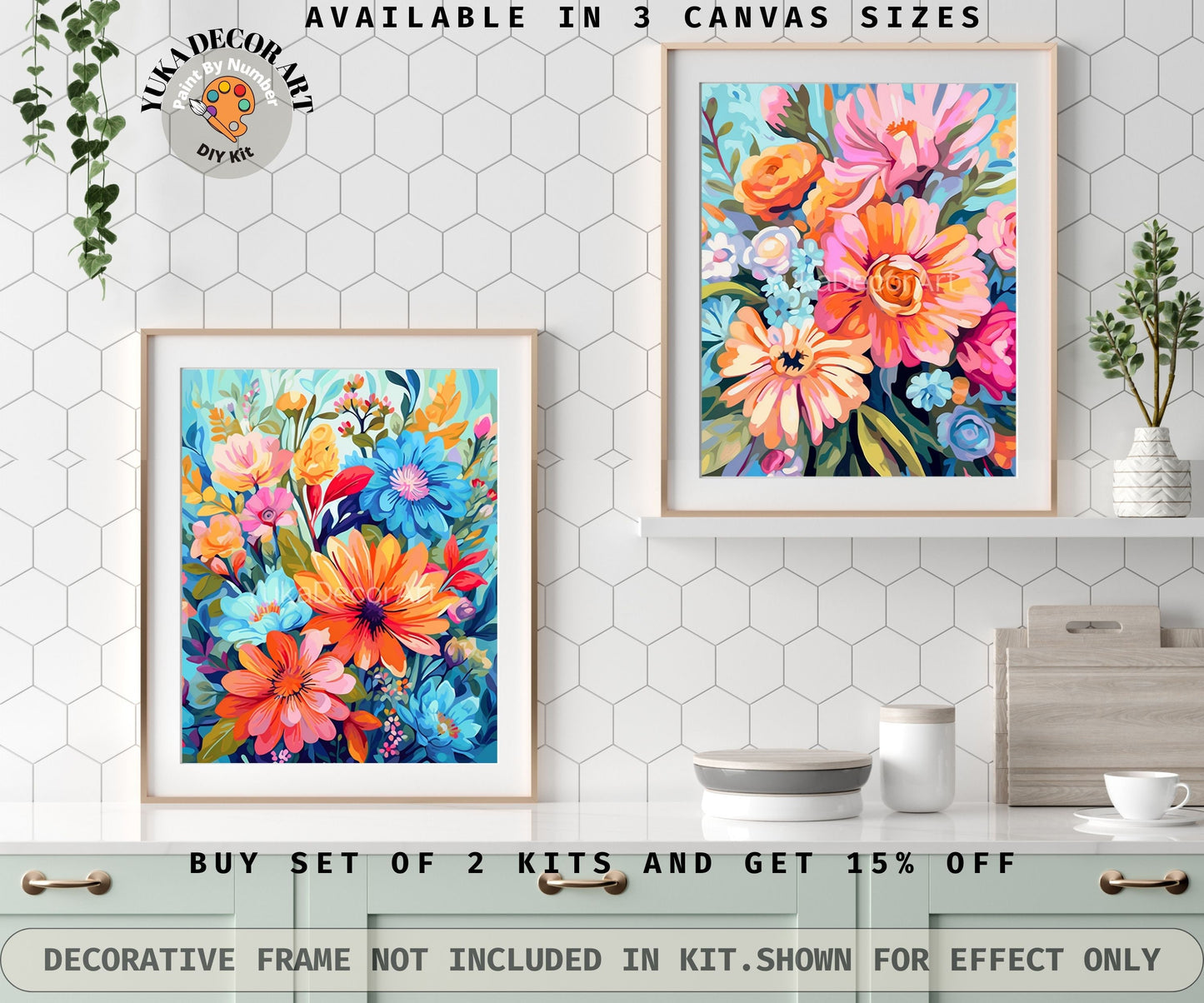 Floral PAINT by NUMBER Kit for Adults Garden Flowers DIY painting Easy Beginners Acrylic Paint Kit Wall Art Decor Mom Gift