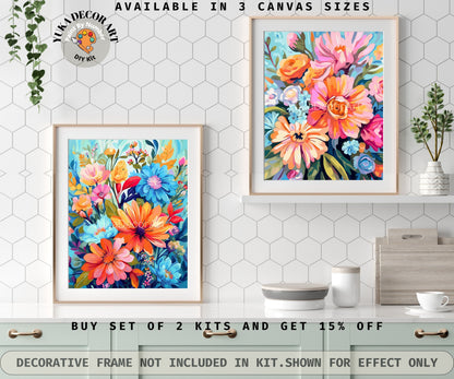 Floral PAINT by NUMBER Kit for Adults Garden Flowers DIY painting Easy Beginners Acrylic Paint Kit Wall Art Decor Mom Gift