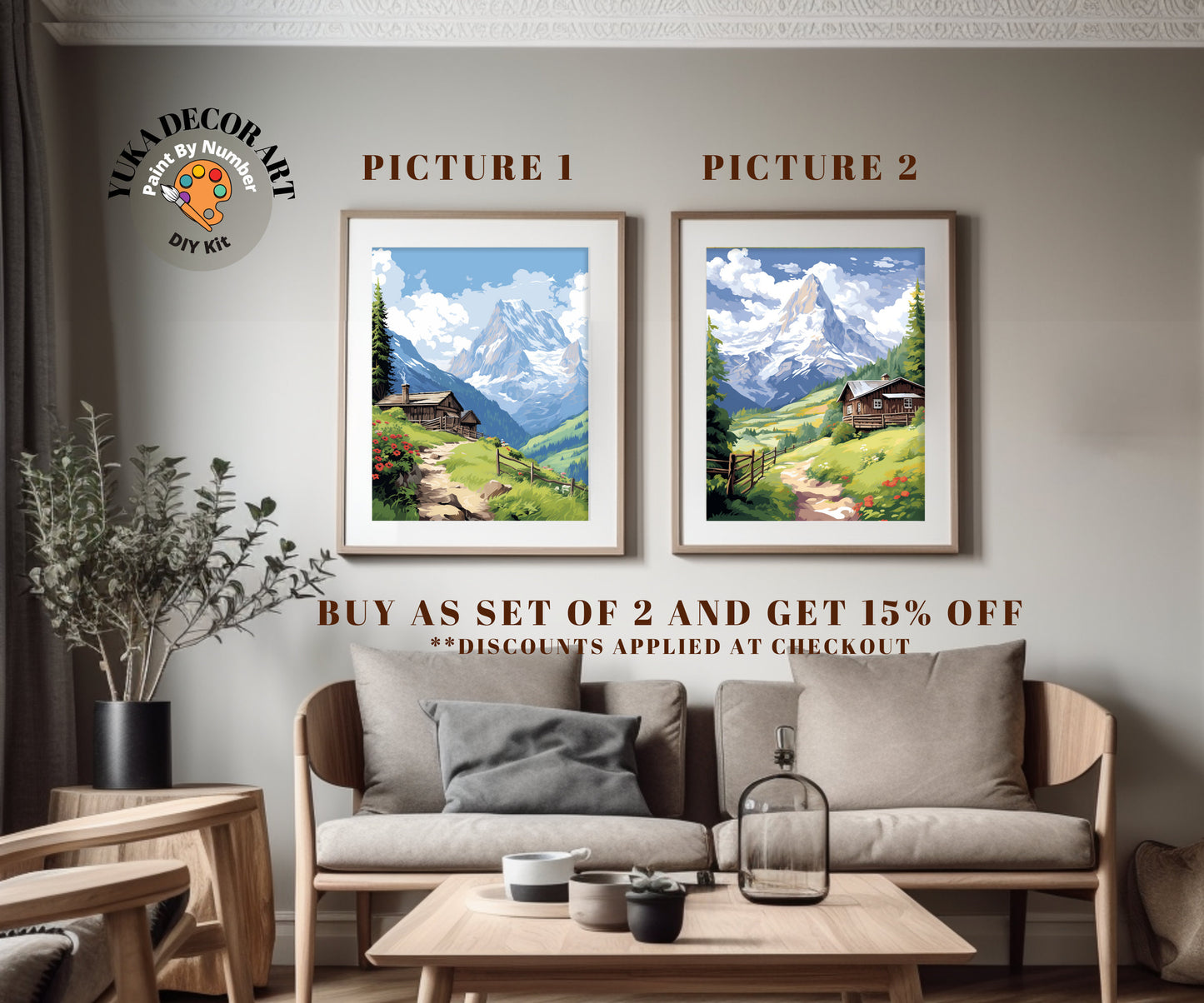 Mountain Cottage Paint by Number Kit DIY Adult Painting Hobby Easy Beginners Birthday Gift for Dad Grandfather Christmas Gift Mom Grandma