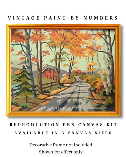 Autumn Trees  PAINT by NUMBER Kit for Adult , DIY Nature Vintage Style Art , Easy Beginner Acrylic Painting Kit,Vintage Decor Gift