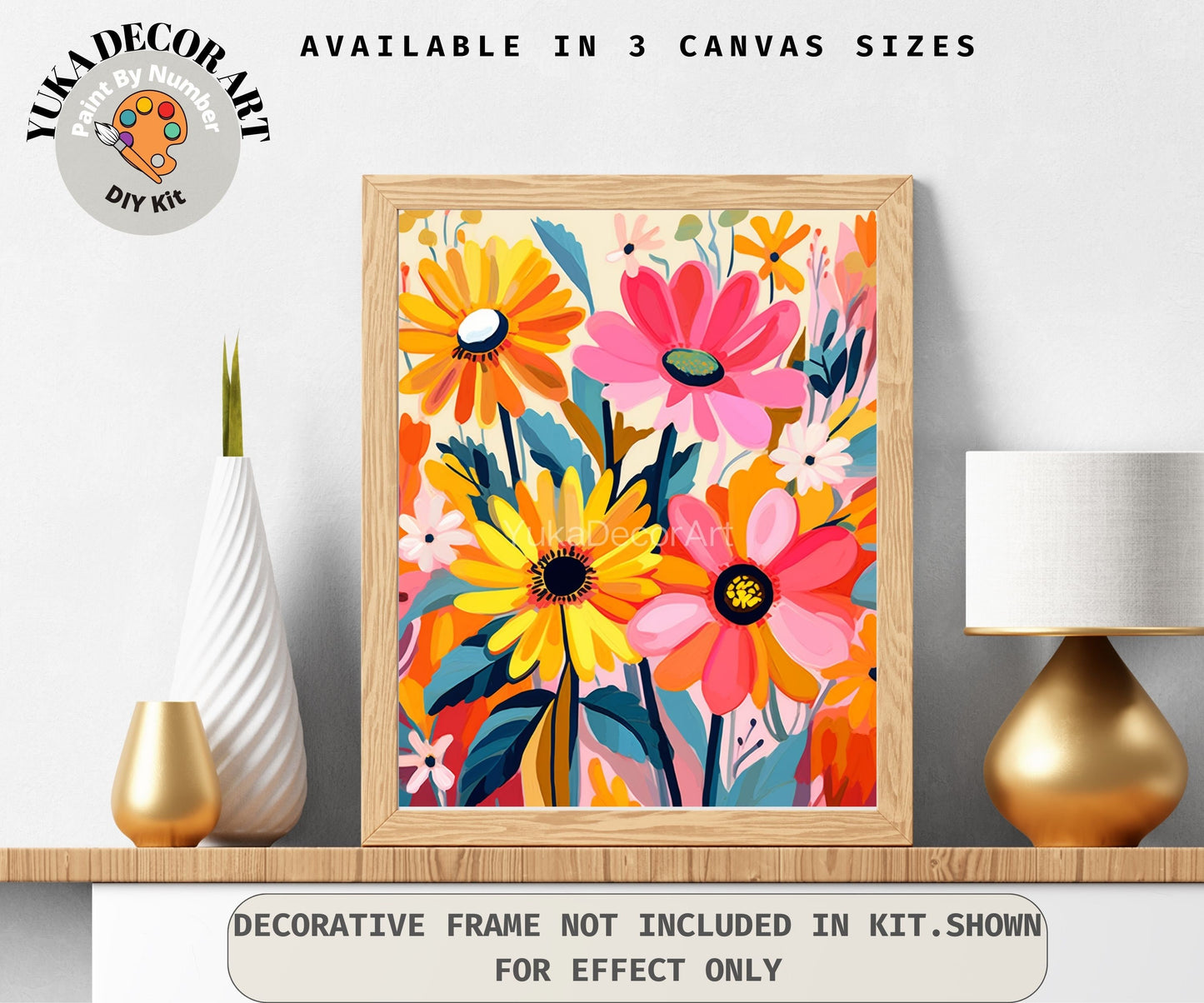 Daisies PAINT by NUMBER Kit for Adults Spring Flowers Paint Kit Easy Beginners Acrylic Paint DIY Kit Wall Gift For Mom Aunt