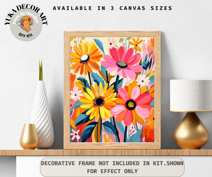 Daisies PAINT by NUMBER Kit for Adults Spring Flowers Paint Kit Easy Beginners Acrylic Paint DIY Kit Wall Gift For Mom Aunt