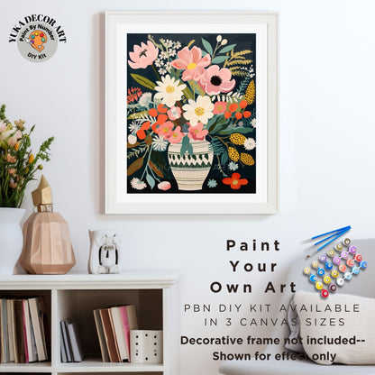 Floral Modern PAINT by NUMBER Kit Adults Still life Vase Flowers DIY Painting Easy Acrylic Paint Kit Living Wall Art  Gift