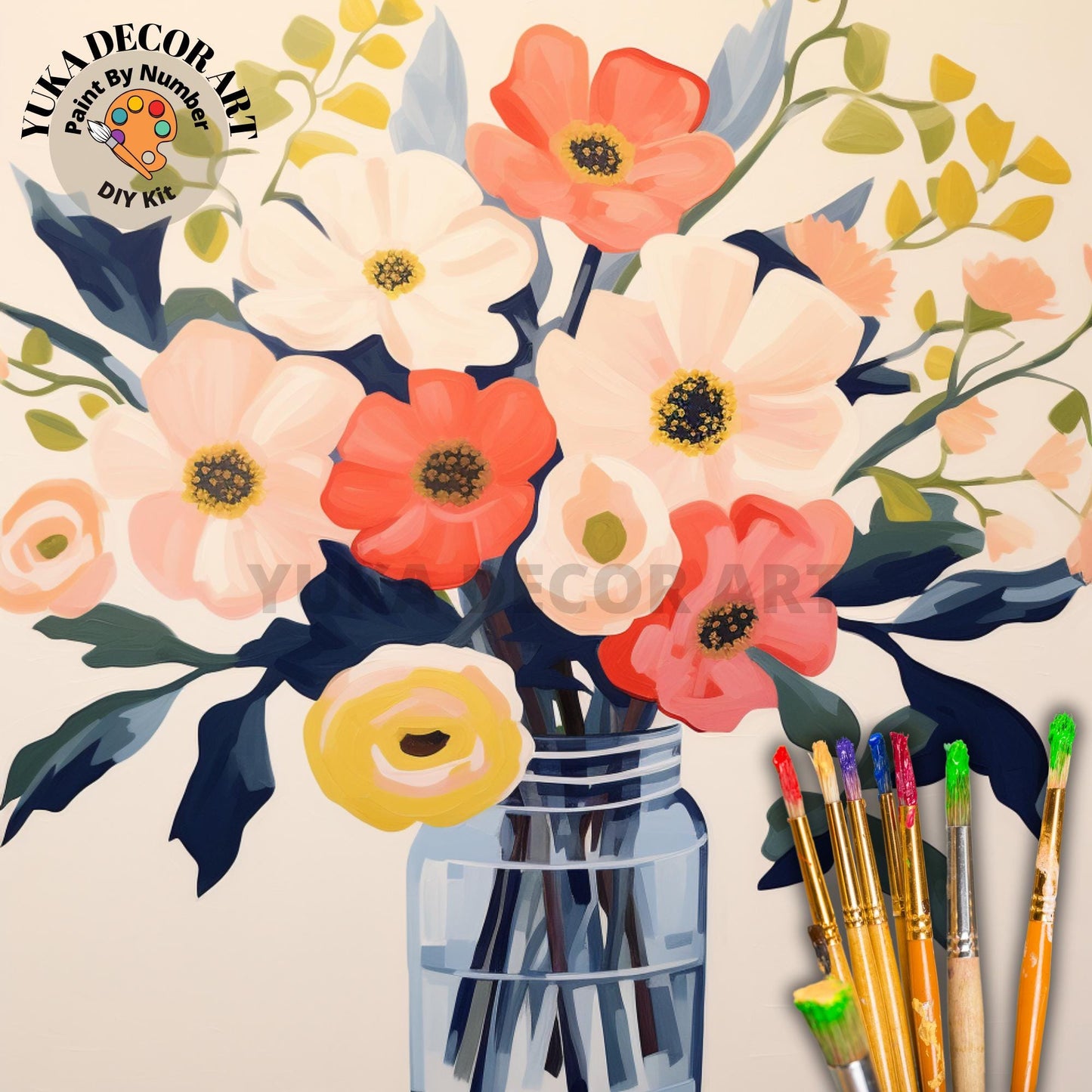 Country Chic Flower PAINT by NUMBER Kit Adult Painting Still Life Floral DIY by Numbers Art Easy Beginners ,Birthday Gift For Mom Girlfriend