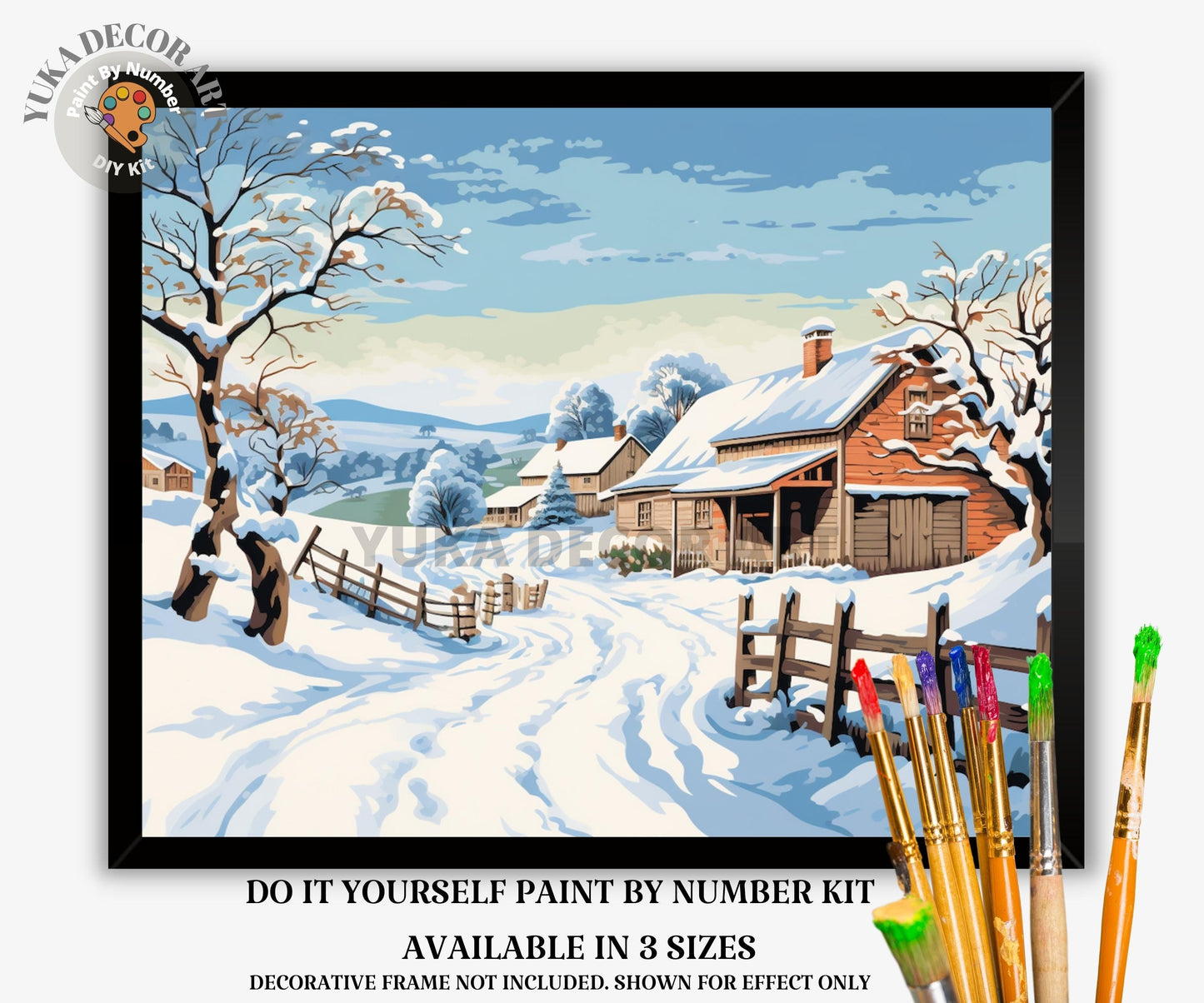 Vintage Style PAINT by NUMBER DIY Kit Adult Winter Landscape Christmas Holiday Wall Art Easy Beginner Acrylic Painting Mom Dad Birthday Gift