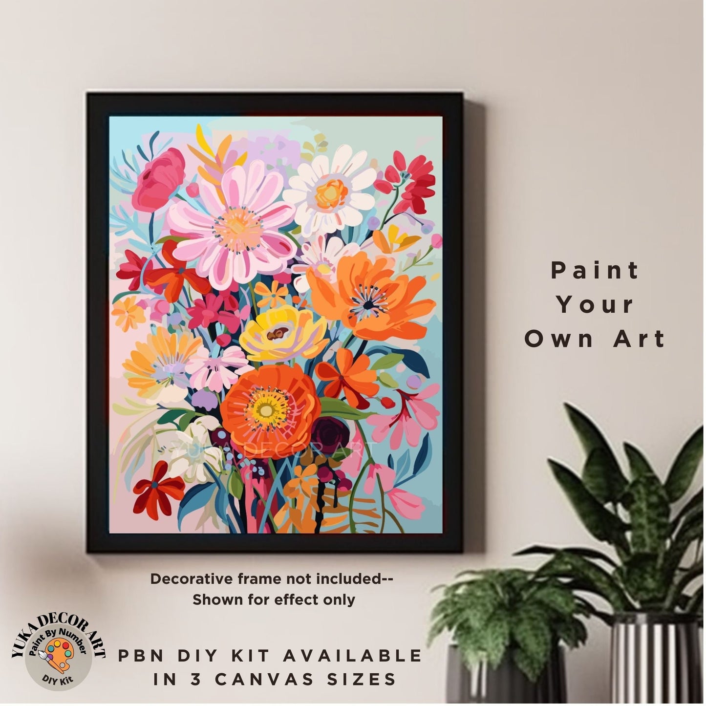 WildFlowers PAINT by NUMBERS Kit Adults Garden DIY Painting Chic Floral Easy Beginners Paint Hobby Kit Wall Decor Art Gift