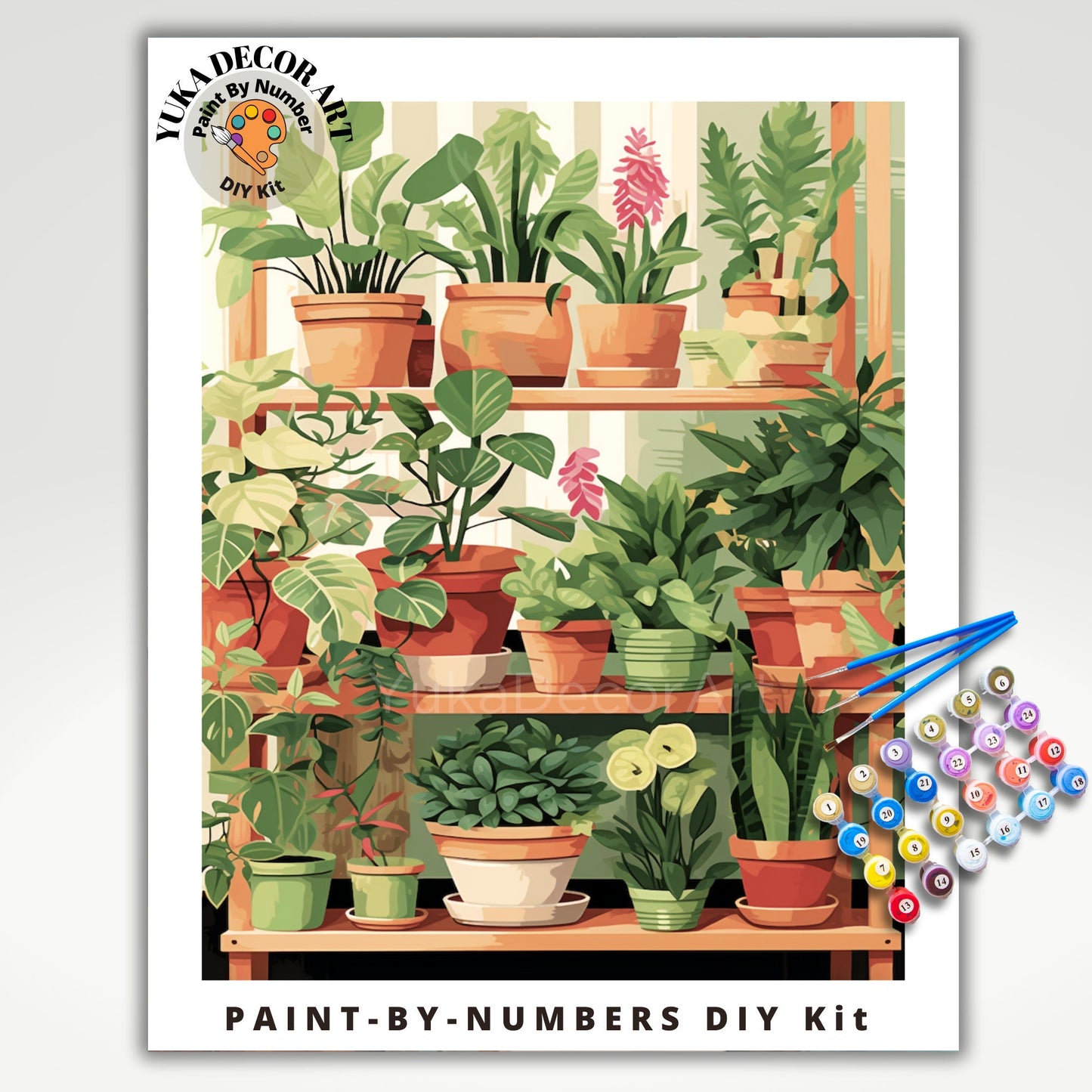 PAINT by NUMBER Kit For Adults Plants Minimalist Boho Decor Print DIY Painting Easy Beginners Paint Kit Plant Lover Gift
