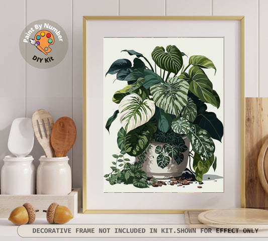 Easy PAINT by NUMBERS Adult House Plants Container DIY Beginners Painting Kit Wall Art Botanical Boho Plant Art Custom Kit  Gift Mom Grandma