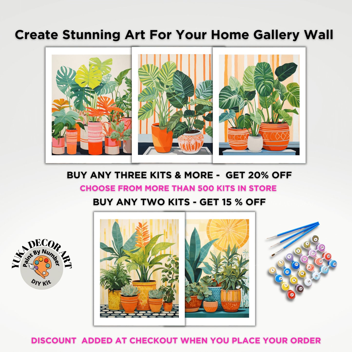 Boho Minimalist PAINT by NUMBERS Diy Kit Adult Midcentury Plants Art Easy Beginner DIY Painting Kit Gift Mom Dad Girlfriend