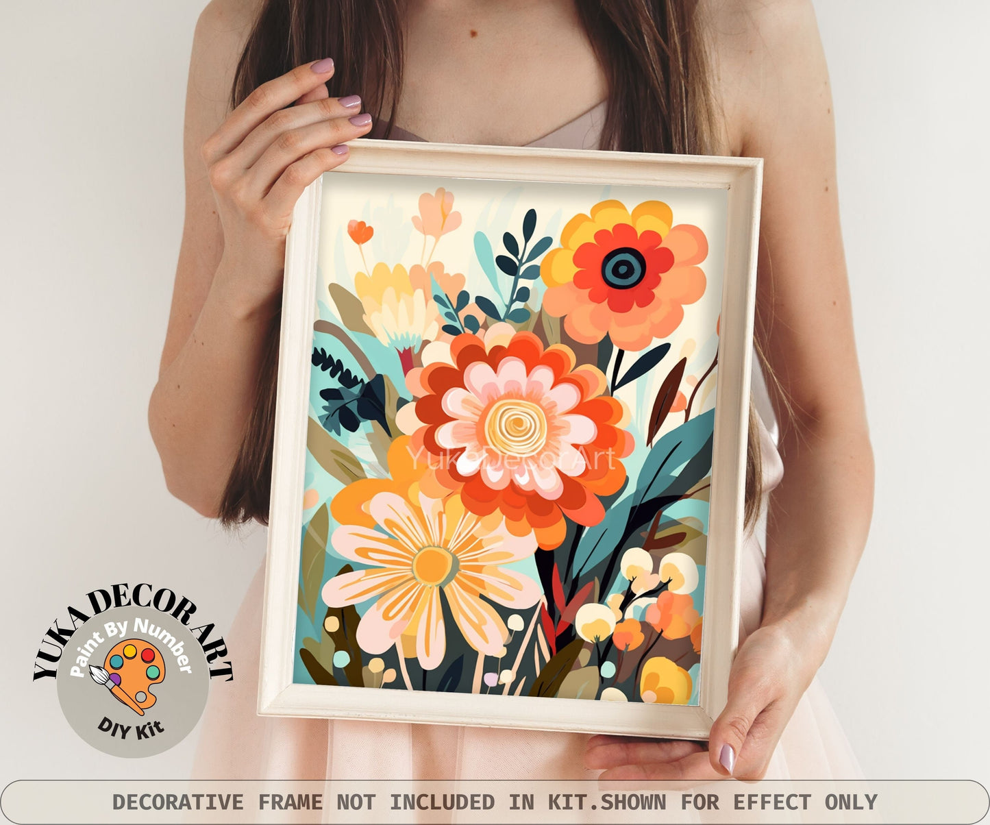 Flowers PAINT by NUMBER Kit for Adults Spring Flowers Painting Easy Beginners Acrylic Paint DIY Kit Wall Art Teen Bday Gift